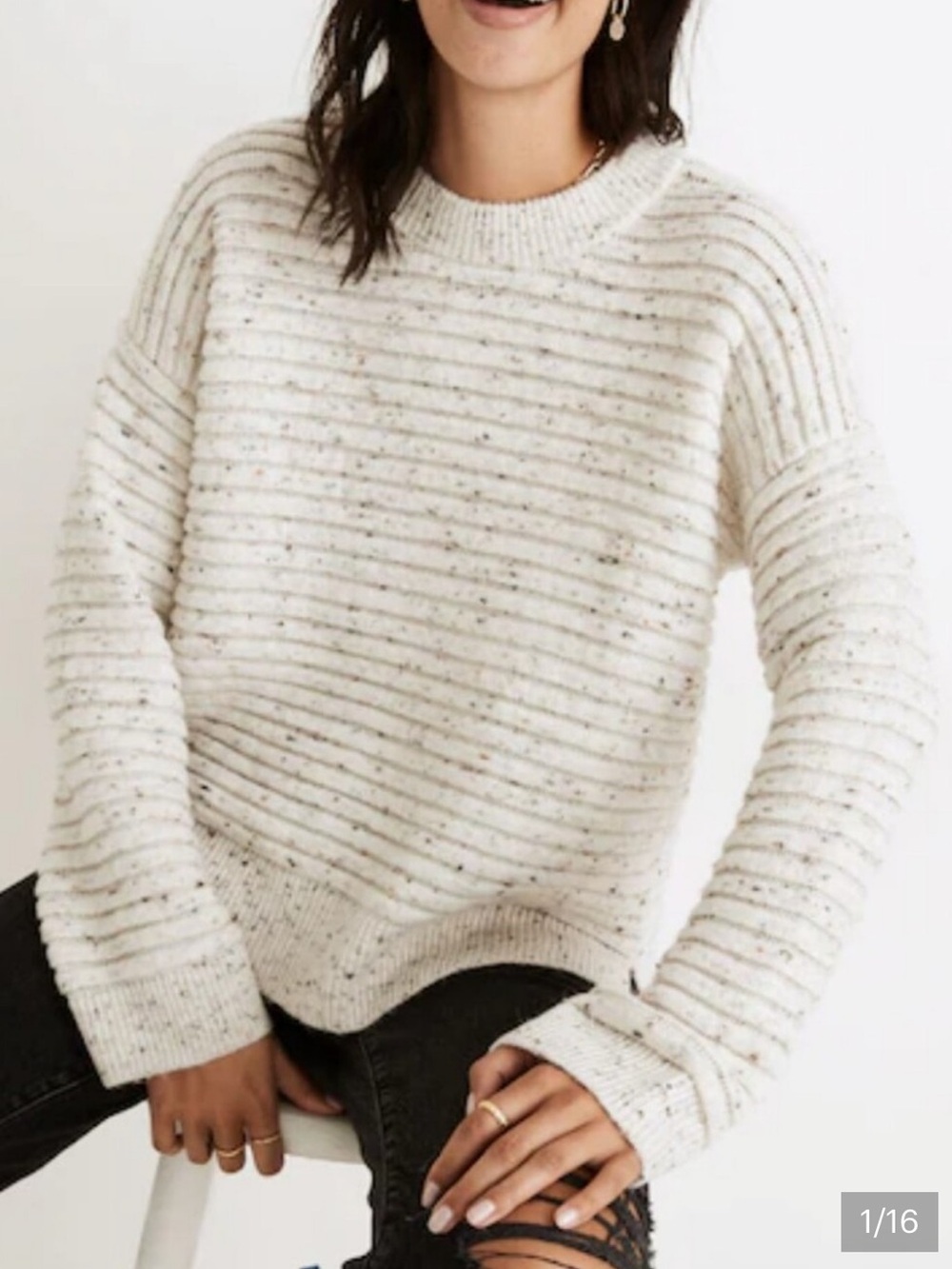 Madewell Donegal Elsmere Pullover Sweater in Donegal Snow size small